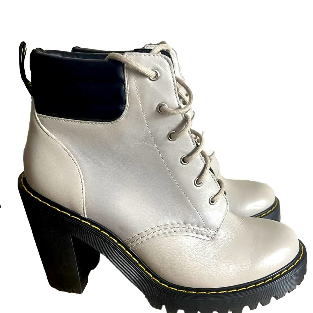 Dr. Martens Persephone Womens Grey High Block Heel Platform Ankle Boots US 9 L